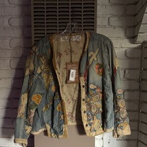 Magnolia Pearl Artistic Embroidered Jean Jacket